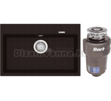 Комплект Мойка Longran Geos GES780.500 - 93 marone + Измельчитель Bort Titan Max Power