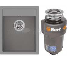 Комплект Мойка Longran Ultra ULS400.500 - 49 croma + Измельчитель Bort Titan Max Power