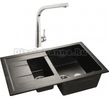 Комплект Мойка GranFest Quadro Q-775 KL черная + Смеситель MEGA Mega MG-SUN03