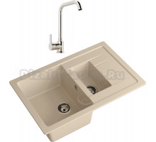 Комплект Мойка GranFest Quadro Q-775KL кашемир + Смеситель MEGA Ege MG-PL10 хром