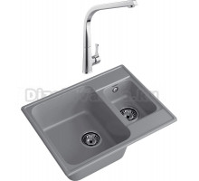Комплект Мойка GranFest Quarz 09 темно-серая + Смеситель MEGA Mega MG-SUN03