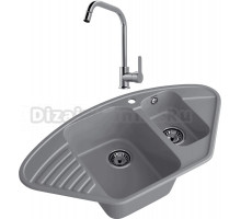 Комплект Мойка GranFest Quarz 14 темно-серая + Смеситель MEGA City MG- ZRV104 хром