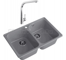 Комплект Мойка GranFest Quarz 15 темно-серая + Смеситель MEGA Mega MG-SUN03