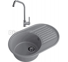 Комплект Мойка GranFest Quarz 18 темно-серая + Смеситель MEGA City MG- ZRV104 хром