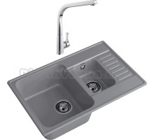 Комплект Мойка GranFest Quarz 21К темно-серая + Смеситель MEGA Mega MG-SUN03
