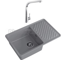 Комплект Мойка GranFest Quarz 52 темно-серая + Смеситель MEGA Mega MG-SUN03