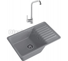 Комплект Мойка GranFest Quarz 72 темно-серая + Смеситель MEGA Ege MG-PL10 хром