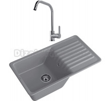 Комплект Мойка GranFest Quarz 73 темно-серая + Смеситель MEGA City MG- ZRV104 хром