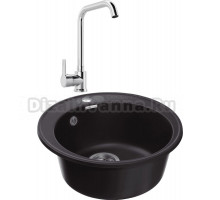 Комплект Мойка GranFest Quarz Z08 черный + Смеситель MEGA Ege MG-PL10 хром