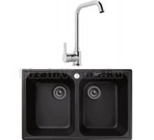 Комплект Мойка GranFest Quarz Z 15 черная + Смеситель MEGA Ege MG-PL10 хром