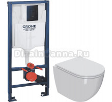 Комплект Унитаз подвесной Bauedge Bau Dream Hurricane 5 Inclosed + Инсталляция Grohe Solido 38811KF0 3 в 1 с кнопкой смыва
