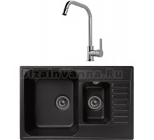 Комплект Мойка GranFest Quarz Z 21K черная + Смеситель MEGA City MG- ZRV104 хром