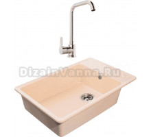 Комплект Мойка GranFest Quarz Z 51 бежевая + Смеситель MEGA Ege MG-PL10 хром