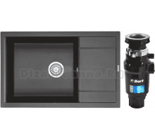 Комплект Мойка KRONA Flugel WRL780-500 1 78х50 см, black + Измельчитель Bort Master Eco 91275752