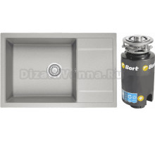 Комплект Мойка KRONA Flugel WRL780-500 1 78х50 см, gray + Измельчитель Bort Titan 4000