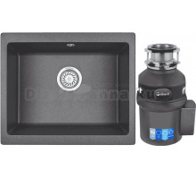 Комплект Мойка KRONA Quadrat W550-460 1 55х46 см, graphite + Измельчитель Bort Titan Extra