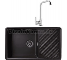 Комплект Мойка GranFest Quarz Z 53 черная + Смеситель MEGA Ege MG-PL10 хром