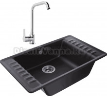 Комплект Мойка GranFest Quarz Z 71 черная + Смеситель MEGA Ege MG-PL10 хром