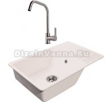 Комплект Мойка GranFest Quarz Z 72 белая + Смеситель MEGA City MG- ZRV104 хром