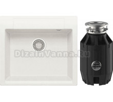 Комплект Мойка Polygran Argo 560 белый хлопок + Измельчитель Bone Crusher BC 910-AS