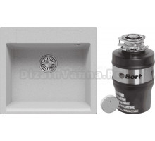 Комплект Мойка Polygran Argo 560 светло-серая + Измельчитель Bort Alligator Mega