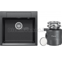 Комплект Мойка Polygran Argo 560 черная + Измельчитель Bort Alligator X