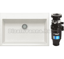 Комплект Мойка Polygran Argo 760 белый хлопок + Измельчитель Bort Master Eco 91275752