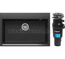 Комплект Мойка Polygran Argo 760 черная + Измельчитель Bort Titan 7000