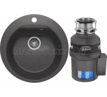 Комплект Мойка Polygran Atol 627444 черная + Измельчитель Bort Titan Extra