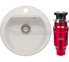 Комплект Мойка Polygran Atol 678910 белый хлопок + Измельчитель Emar ATC-WZB390A Compact