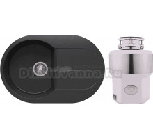 Комплект Мойка Polygran Atol 679016 черная + Измельчитель Status Premium 350