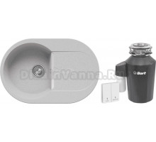 Комплект Мойка Polygran Atol 854864 светло-серая + Измельчитель Bort Alligator Green