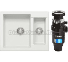 Комплект Мойка Polygran Brig 620 белый хлопок + Измельчитель Bort Master Eco 91275752