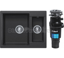 Комплект Мойка Polygran Brig 620 черная + Измельчитель Bort Titan 7000