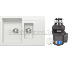 Комплект Мойка Polygran Brig 770 белый хлопок + Измельчитель Bort Titan 9000