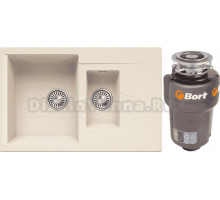 Комплект Мойка Polygran Brig 770 кремовая + Измельчитель Bort Titan Max Power