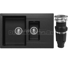 Комплект Мойка Polygran Brig 770 черная + Измельчитель Bone Crusher BC 610-AS