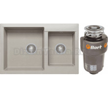 Комплект Мойка Polygran Brig 772 серая + Измельчитель Bort Titan Max Power