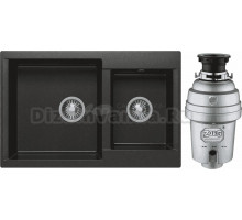 Комплект Мойка Polygran Brig 772 черная + Измельчитель Zorg Inox D ZR-38 D