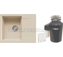 Комплект Мойка Polygran Gals 620 опал + Измельчитель Bort Alligator Green