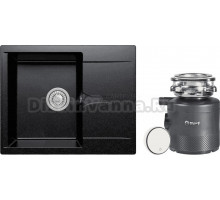 Комплект Мойка Polygran Gals 620 черная + Измельчитель Bort Alligator X