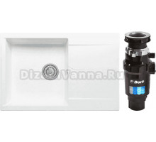 Комплект Мойка Polygran Gals 760 белый хлопок + Измельчитель Bort Master Eco 91275752