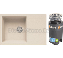 Комплект Мойка Polygran Gals 760 кремовая + Измельчитель Bort Titan 4000