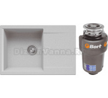 Комплект Мойка Polygran Gals 760 светло-серая + Измельчитель Bort Titan 5000