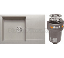 Комплект Мойка Polygran Gals 760 серая + Измельчитель Bort Titan 5000 Control