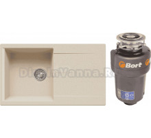 Комплект Мойка Polygran Gals 860 опал + Измельчитель Bort Titan Max Power FullControl