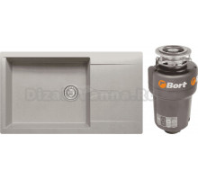 Комплект Мойка Polygran Gals 862 серая + Измельчитель Bort Titan Max Power