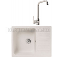 Комплект Мойка GranFest Quarz Z13 белый + Смеситель MEGA Ege MG-PL10 хром