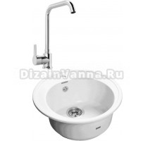 Комплект Мойка GranFest Rondo GF-R510 иней + Смеситель MEGA Ege MG-PL10 хром