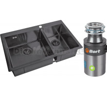 Комплект Мойка Steel Hammer SH 78-2-51-L GRAFIT графит + Измельчитель Bort Titan 4000 Plus